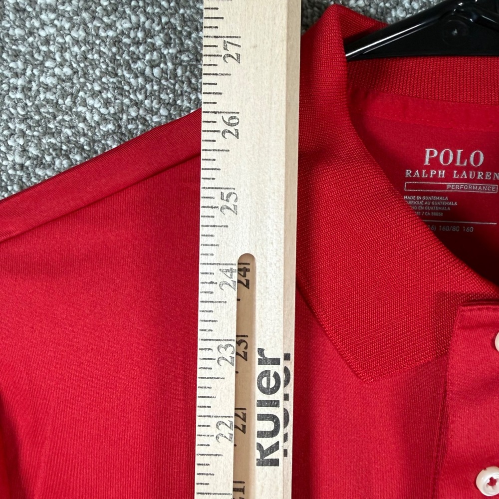 Polo Ralph Lauren Performance Polo Kids L 14-16 Red Short Sleeve Pony Logo Shirt - Picture 8 of 10